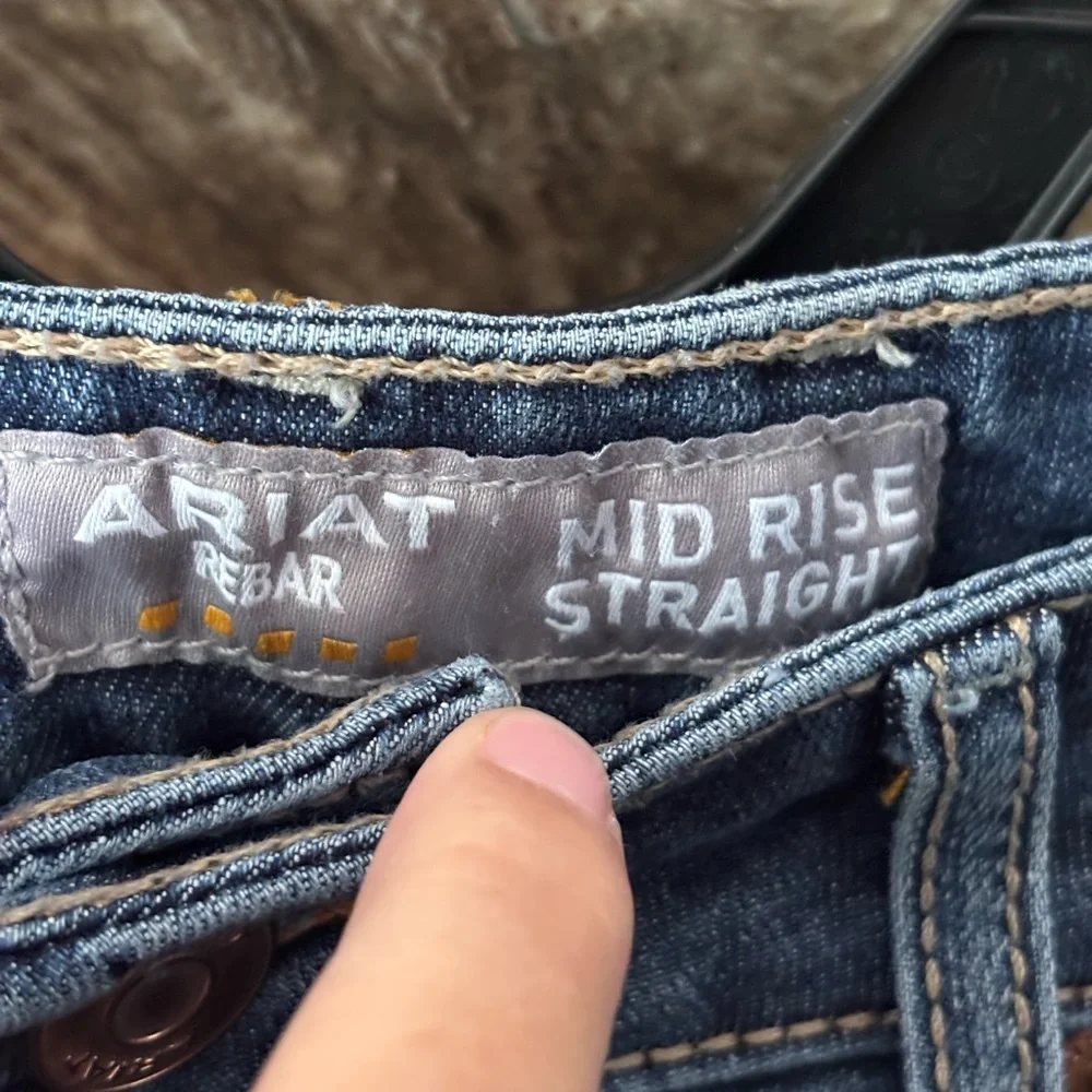 Ariat Rebar Mid Rise Durastretch Nightride Riveter Straight Jean L (fit like R) - Picture 8 of 14